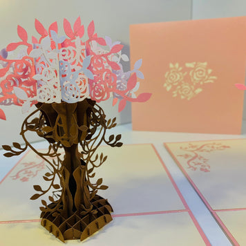 Pink & White Rose Bouquet Origami Pop Cards 3D Pop Up Greeting Card Happy Birthday Thank You Handmade Gift Thinking of You Blank Card for Any Occasion Happy Mother's Day Happy Father's Australiana Celebrate Romantic and Joyful Moments