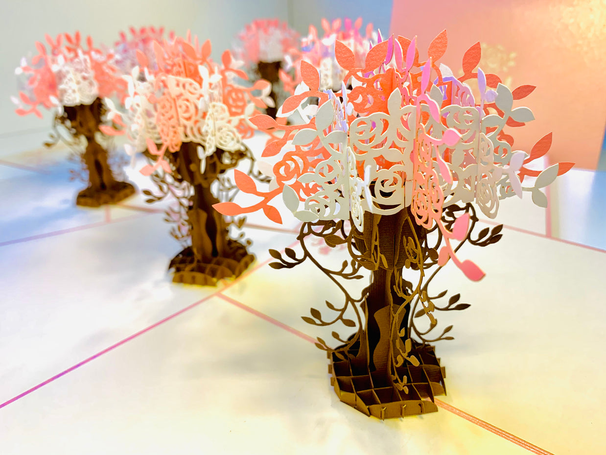 Pink & White Rose Bouquet Origami Pop Cards 3D Pop Up Greeting Card Happy Birthday Thank You Handmade Gift Thinking of You Blank Card for Any Occasion Happy Mother's Day Happy Father's Australiana Celebrate Romantic and Joyful Moments