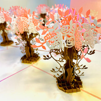 Pink & White Rose Bouquet Origami Pop Cards 3D Pop Up Greeting Card Happy Birthday Thank You Handmade Gift Thinking of You Blank Card for Any Occasion Happy Mother's Day Happy Father's Australiana Celebrate Romantic and Joyful Moments