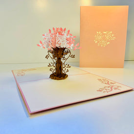 Pink & White Rose Bouquet Origami Pop Cards 3D Pop Up Greeting Card Happy Birthday Thank You Handmade Gift Thinking of You Blank Card for Any Occasion Happy Mother's Day Happy Father's Australiana Celebrate Romantic and Joyful Moments