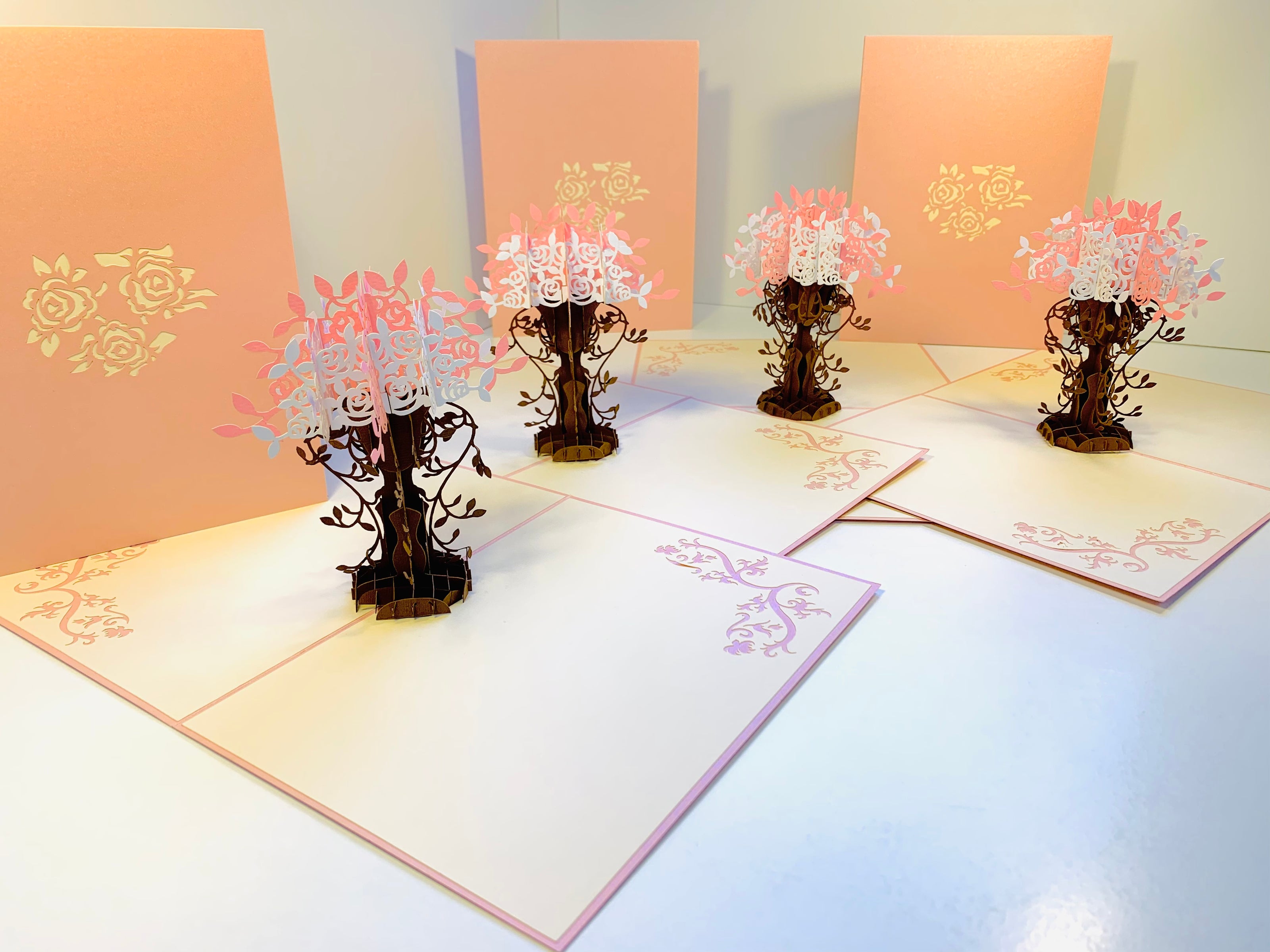 Pink & White Rose Bouquet Origami Pop Cards 3D Pop Up Greeting Card Happy Birthday Thank You Handmade Gift Thinking of You Blank Card for Any Occasion Happy Mother's Day Happy Father's Australiana Celebrate Romantic and Joyful Moments