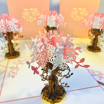 Pink & White Rose Bouquet Origami Pop Cards 3D Pop Up Greeting Card Happy Birthday Thank You Handmade Gift Thinking of You Blank Card for Any Occasion Happy Mother's Day Happy Father's Australiana Celebrate Romantic and Joyful Moments