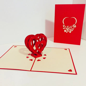 Giant Rainbow Heart & Golden Key 3D POP UP GREETING CARD - Created by Origami Pop Cards Australian Design & Handmade 3D Pop Up Magical Paper Cards, Handmade Pop Up Cards Happy Valentine's Day Celebrate Love Heart Fell and Romantic
