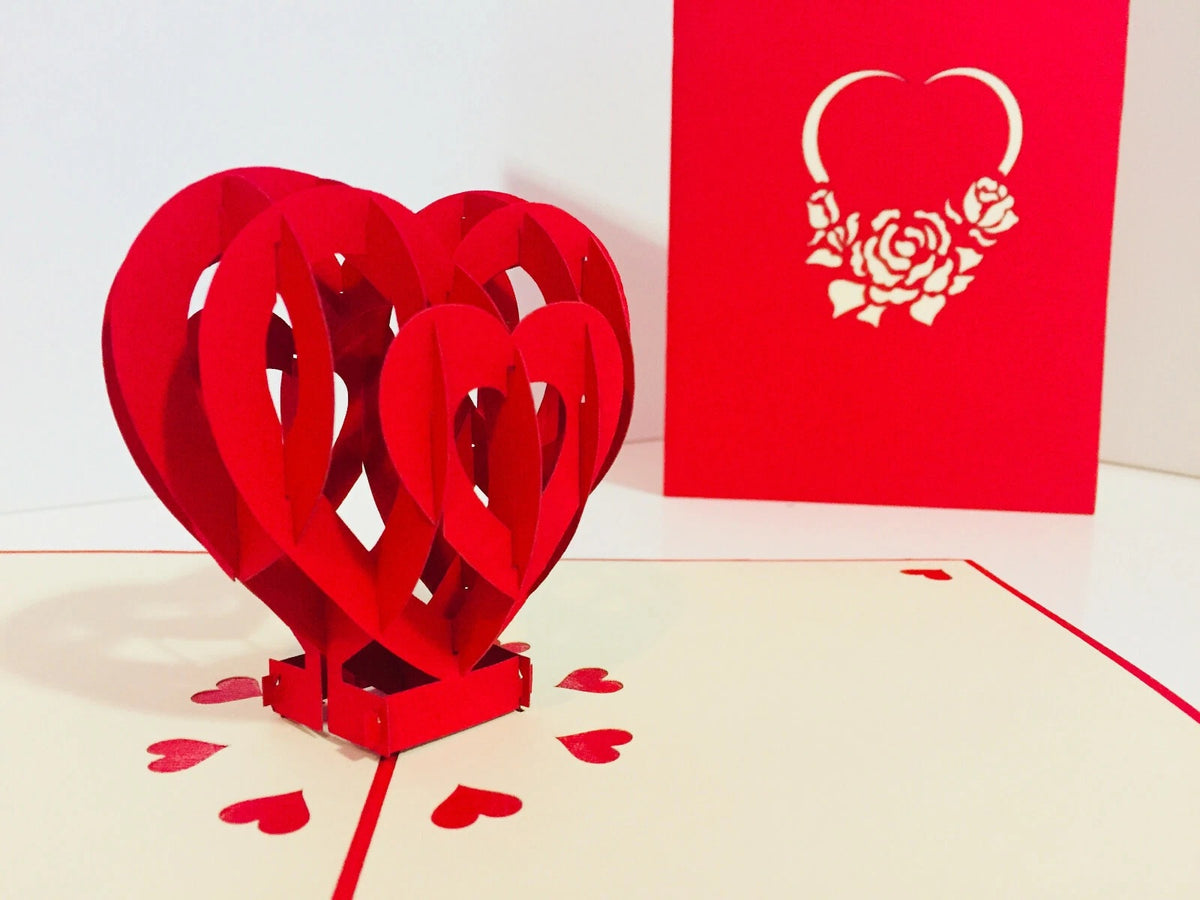 Giant Rainbow Heart & Golden Key 3D POP UP GREETING CARD - Created by Origami Pop Cards Australian Design & Handmade 3D Pop Up Magical Paper Cards, Handmade Pop Up Cards Happy Valentine's Day Celebrate Love Heart Fell and Romantic