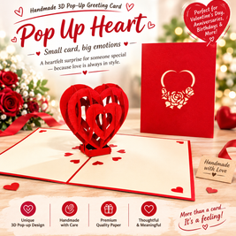 Giant Rainbow Heart & Golden Key 3D POP UP GREETING CARD - Created by Origami Pop Cards Australian Design & Handmade 3D Pop Up Magical Paper Cards, Handmade Pop Up Cards Happy Valentine's Day Celebrate Love Heart Fell and Romantic
