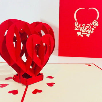 Giant Rainbow Heart & Golden Key 3D POP UP GREETING CARD - Created by Origami Pop Cards Australian Design & Handmade 3D Pop Up Magical Paper Cards, Handmade Pop Up Cards Happy Valentine's Day Celebrate Love Heart Fell and Romantic