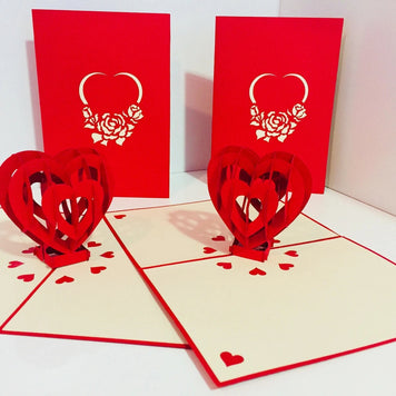 Giant Rainbow Heart & Golden Key 3D POP UP GREETING CARD - Created by Origami Pop Cards Australian Design & Handmade 3D Pop Up Magical Paper Cards, Handmade Pop Up Cards Happy Valentine's Day Celebrate Love Heart Fell and Romantic