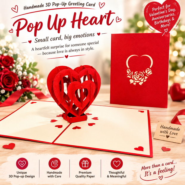 Giant Rainbow Heart & Golden Key 3D POP UP GREETING CARD - Created by Origami Pop Cards Australian Design & Handmade 3D Pop Up Magical Paper Cards, Handmade Pop Up Cards Happy Valentine's Day Celebrate Love Heart Fell and Romantic