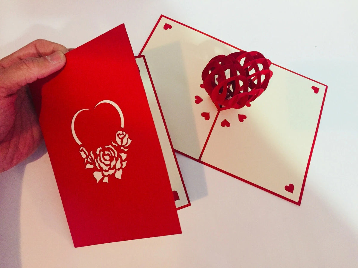 Giant Rainbow Heart & Golden Key 3D POP UP GREETING CARD - Created by Origami Pop Cards Australian Design & Handmade 3D Pop Up Magical Paper Cards, Handmade Pop Up Cards Happy Valentine's Day Celebrate Love Heart Fell and Romantic