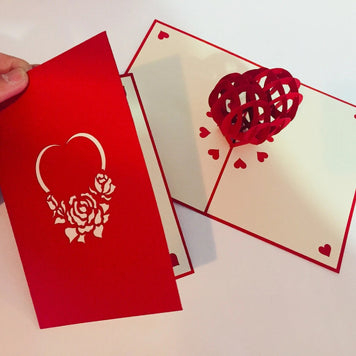 Giant Rainbow Heart & Golden Key 3D POP UP GREETING CARD - Created by Origami Pop Cards Australian Design & Handmade 3D Pop Up Magical Paper Cards, Handmade Pop Up Cards Happy Valentine's Day Celebrate Love Heart Fell and Romantic