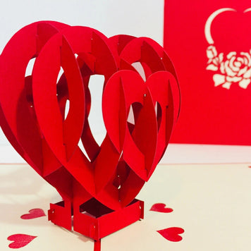 Giant Rainbow Heart & Golden Key 3D POP UP GREETING CARD - Created by Origami Pop Cards Australian Design & Handmade 3D Pop Up Magical Paper Cards, Handmade Pop Up Cards Happy Valentine's Day Celebrate Love Heart Fell and Romantic