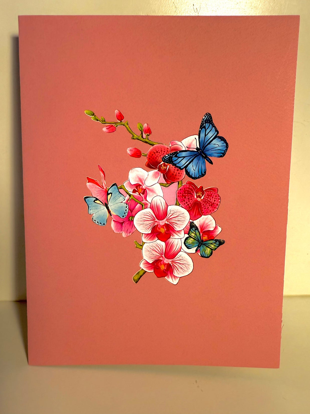 Purple Orchid Garden with Butterflies Origami Pop Cards 3D Pop Up Greeting Card Best Wishes Happy Birthday Gift Thank You Handmade Best Wishes Blank Card for Any Occasion Happy Mother's Day Happy Father's Day Celebrate The Beauty of Flower and Nature