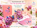 Purple Orchid Garden with Butterflies Origami Pop Cards 3D Pop Up Greeting Card Best Wishes Happy Birthday Gift Thank You Handmade Best Wishes Blank Card for Any Occasion Happy Mother's Day Happy Father's Day Celebrate The Beauty of Flower and Nature