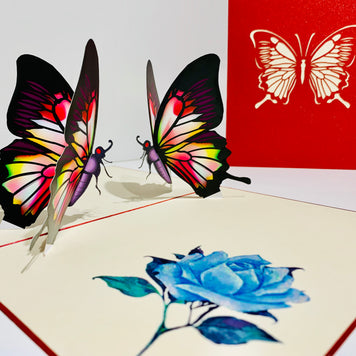 Large Gorgeous Navy Blue Butterfly Origami Pop Cards 3D Pop Up Greeting Card Happy Birthday Thank You Handmade Gift Thinking of You Blank Card for Any Occasion Happy Mother's Day Happy Father's Australiana