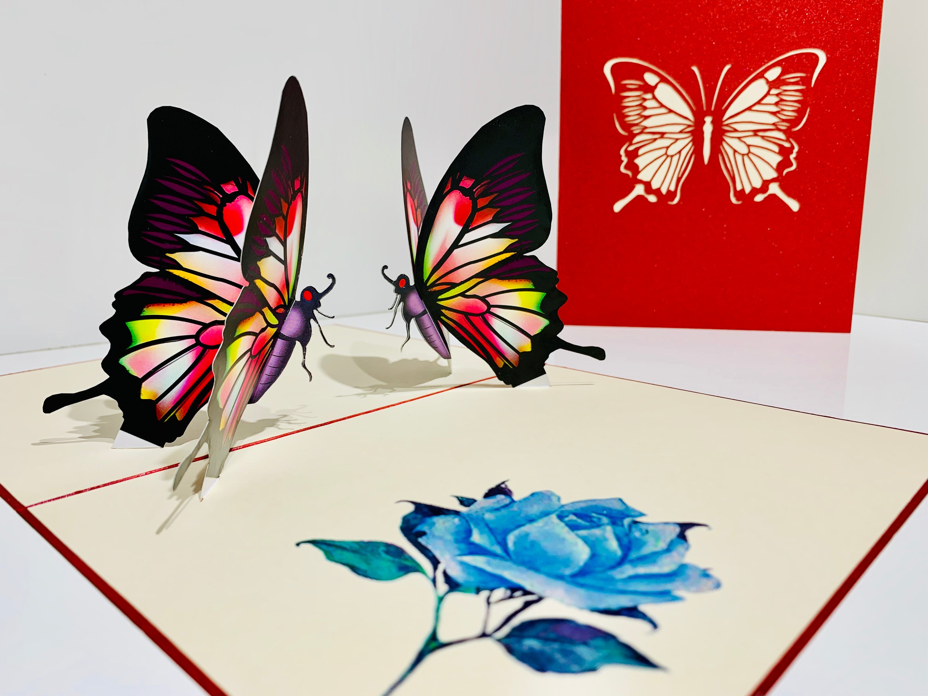 Large Gorgeous Navy Blue Butterfly Origami Pop Cards 3D Pop Up Greeting Card Happy Birthday Thank You Handmade Gift Thinking of You Blank Card for Any Occasion Happy Mother's Day Happy Father's Australiana