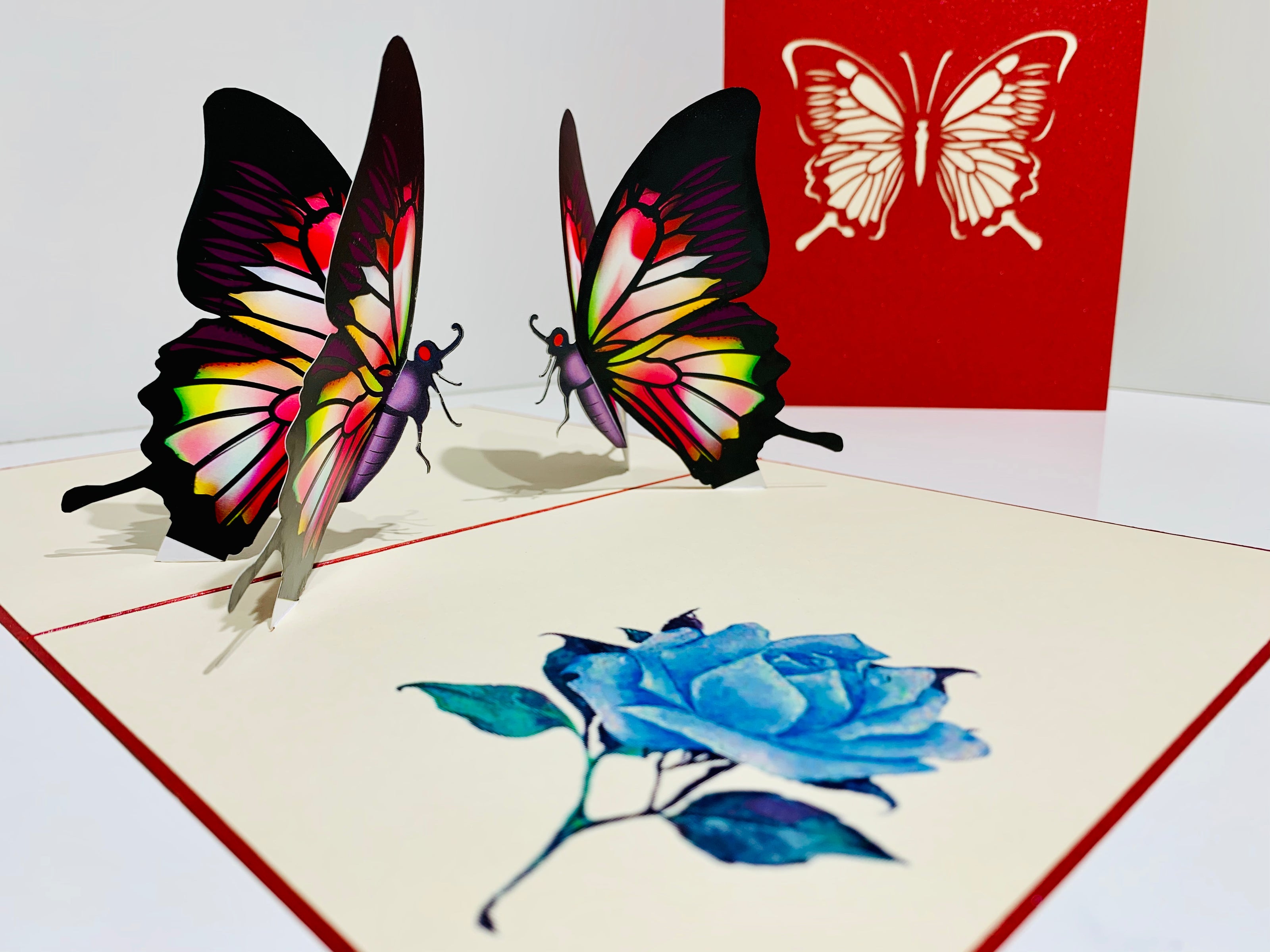 Large Gorgeous Navy Blue Butterfly Origami Pop Cards 3D Pop Up Greeting Card Happy Birthday Thank You Handmade Gift Thinking of You Blank Card for Any Occasion Happy Mother's Day Happy Father's Australiana