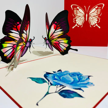 Large Gorgeous Navy Blue Butterfly Origami Pop Cards 3D Pop Up Greeting Card Happy Birthday Thank You Handmade Gift Thinking of You Blank Card for Any Occasion Happy Mother's Day Happy Father's Australiana