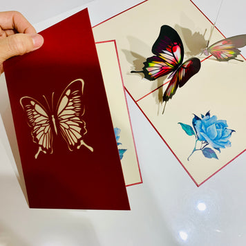 Large Gorgeous Navy Blue Butterfly Origami Pop Cards 3D Pop Up Greeting Card Happy Birthday Thank You Handmade Gift Thinking of You Blank Card for Any Occasion Happy Mother's Day Happy Father's Australiana