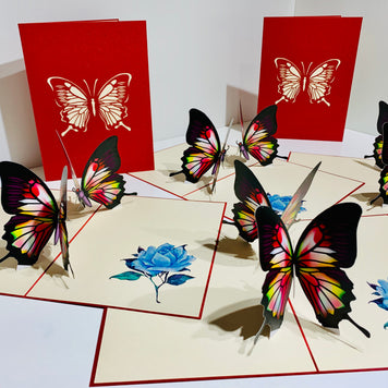 Large Gorgeous Navy Blue Butterfly Origami Pop Cards 3D Pop Up Greeting Card Happy Birthday Thank You Handmade Gift Thinking of You Blank Card for Any Occasion Happy Mother's Day Happy Father's Australiana