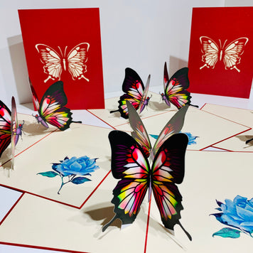 Large Gorgeous Navy Blue Butterfly Origami Pop Cards 3D Pop Up Greeting Card Happy Birthday Thank You Handmade Gift Thinking of You Blank Card for Any Occasion Happy Mother's Day Happy Father's Australiana