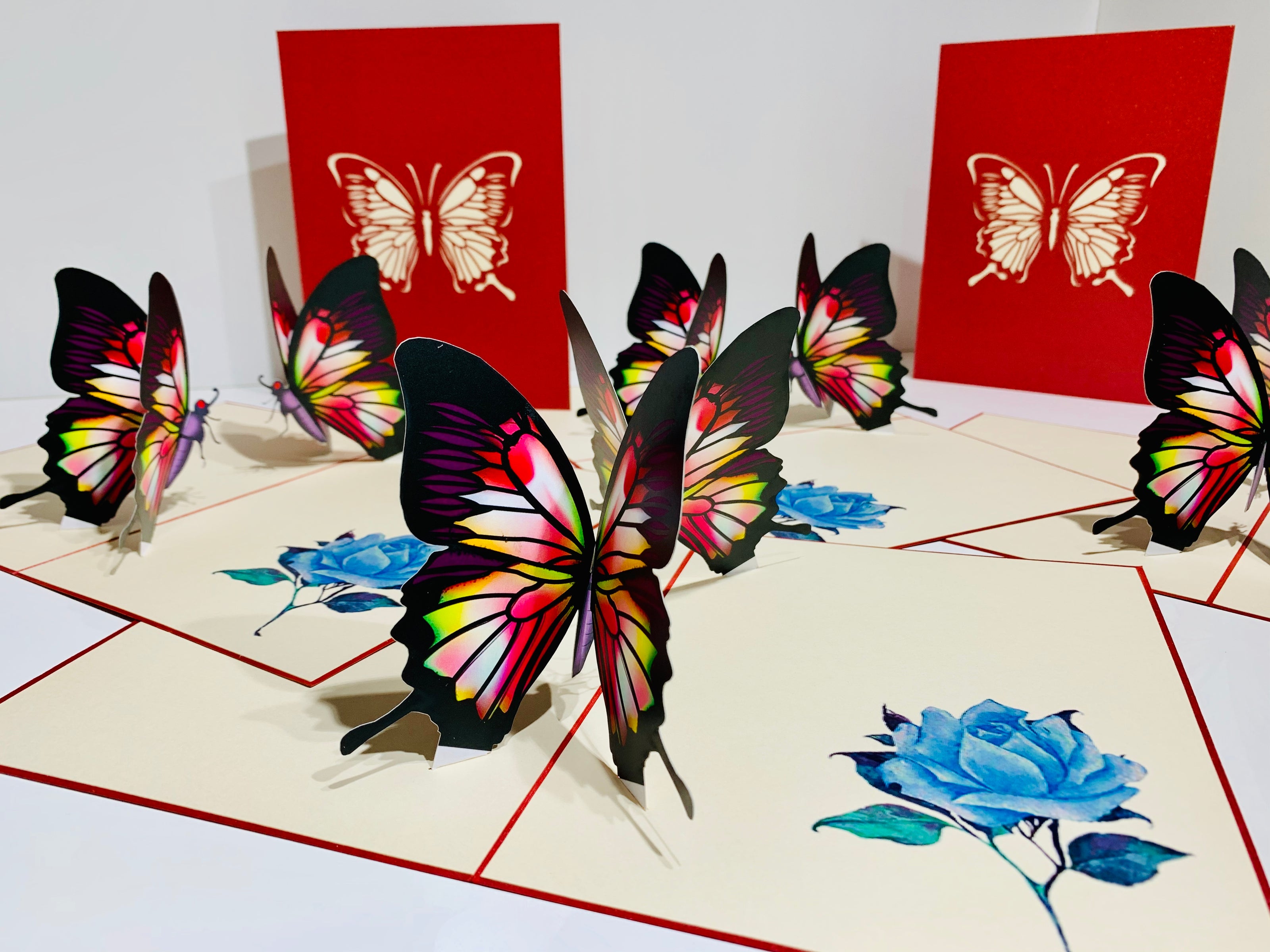 Large Gorgeous Navy Blue Butterfly Origami Pop Cards 3D Pop Up Greeting Card Happy Birthday Thank You Handmade Gift Thinking of You Blank Card for Any Occasion Happy Mother's Day Happy Father's Australiana