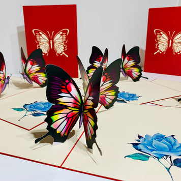 Large Gorgeous Navy Blue Butterfly Origami Pop Cards 3D Pop Up Greeting Card Happy Birthday Thank You Handmade Gift Thinking of You Blank Card for Any Occasion Happy Mother's Day Happy Father's Australiana