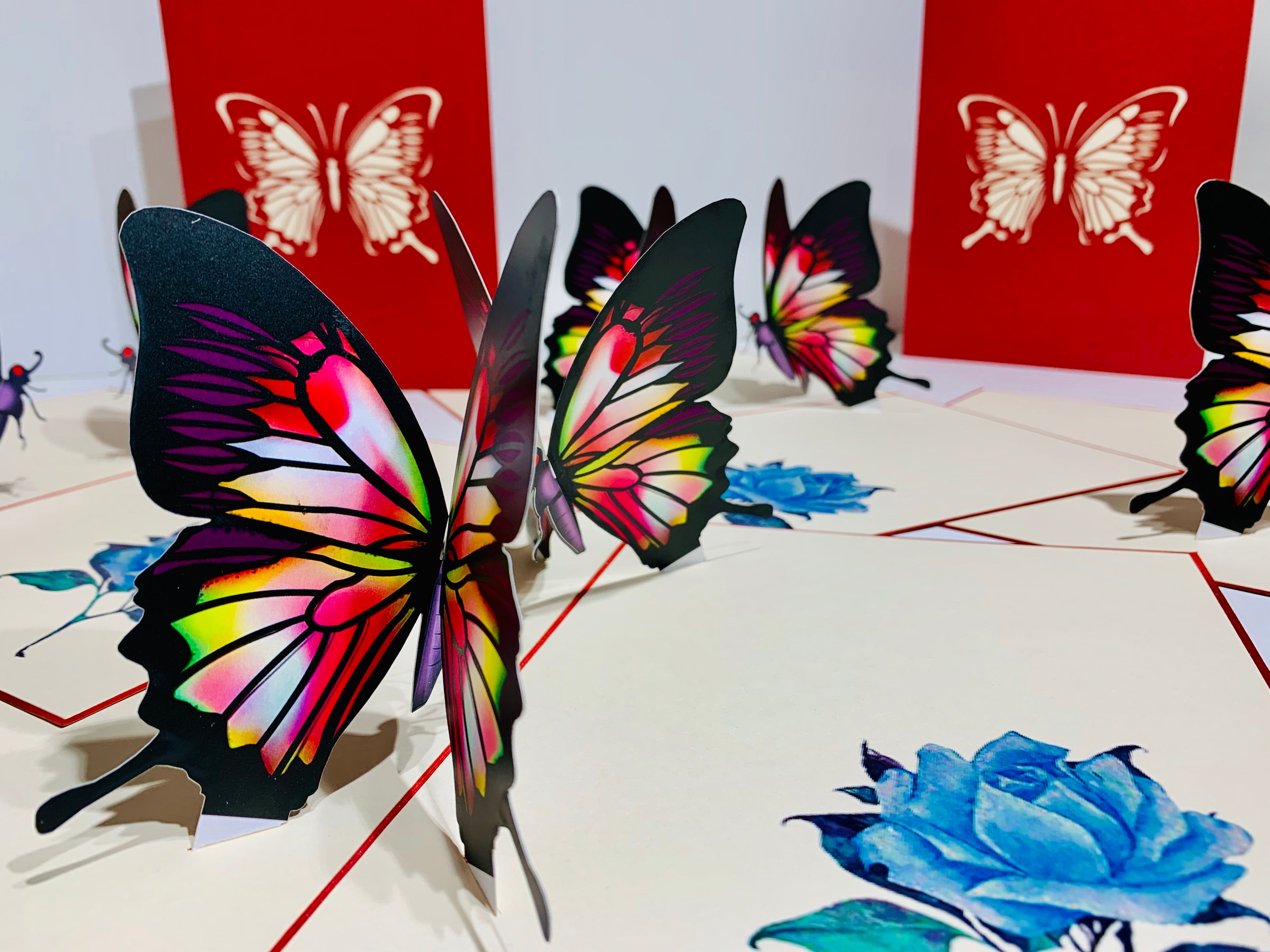 Large Gorgeous Navy Blue Butterfly Origami Pop Cards 3D Pop Up Greeting Card Happy Birthday Thank You Handmade Gift Thinking of You Blank Card for Any Occasion Happy Mother's Day Happy Father's Australiana