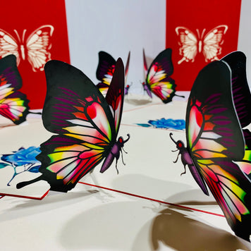 Large Gorgeous Navy Blue Butterfly Origami Pop Cards 3D Pop Up Greeting Card Happy Birthday Thank You Handmade Gift Thinking of You Blank Card for Any Occasion Happy Mother's Day Happy Father's Australiana