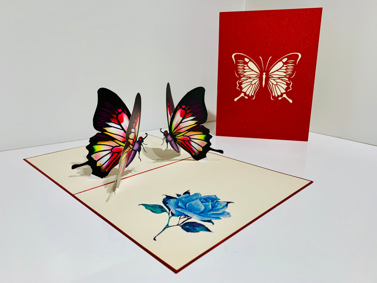 Large Gorgeous Navy Blue Butterfly Origami Pop Cards 3D Pop Up Greeting Card Happy Birthday Thank You Handmade Gift Thinking of You Blank Card for Any Occasion Happy Mother's Day Happy Father's Australiana
