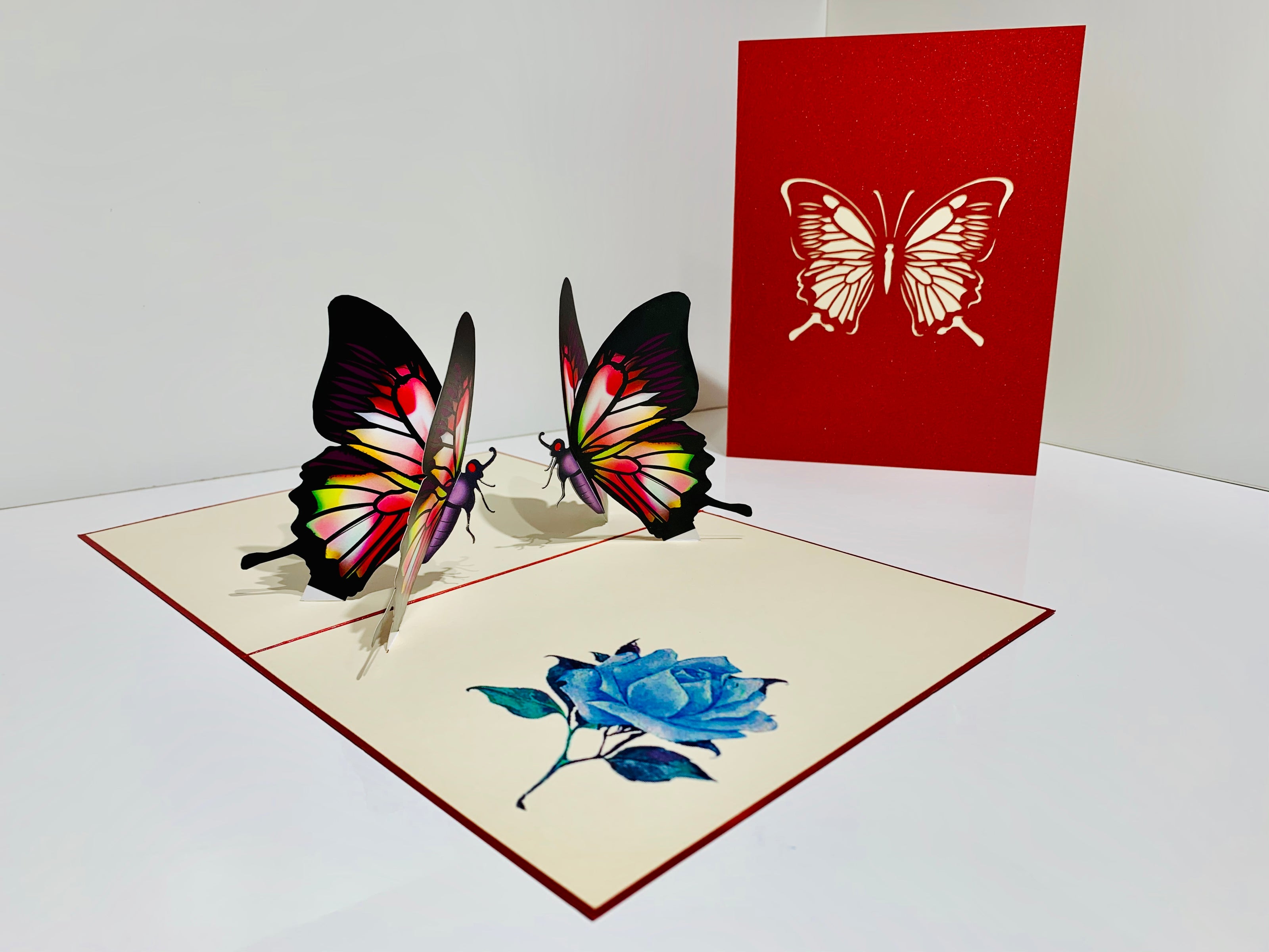 Large Gorgeous Navy Blue Butterfly Origami Pop Cards 3D Pop Up Greeting Card Happy Birthday Thank You Handmade Gift Thinking of You Blank Card for Any Occasion Happy Mother's Day Happy Father's Australiana