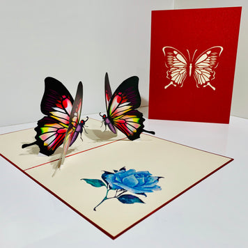 Large Gorgeous Navy Blue Butterfly Origami Pop Cards 3D Pop Up Greeting Card Happy Birthday Thank You Handmade Gift Thinking of You Blank Card for Any Occasion Happy Mother's Day Happy Father's Australiana