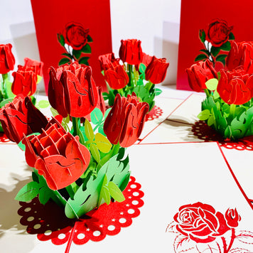 Red Rose Bouquet Pop Up Card - Classic & Chic Collection Origami Pop Cards 3D Pop Up Greeting Card Happy Birthday Thank You Handmade Gift Thinking of You Blank Card for Any Occasion Happy Mother's Day Australiana Celebrate the Beauty