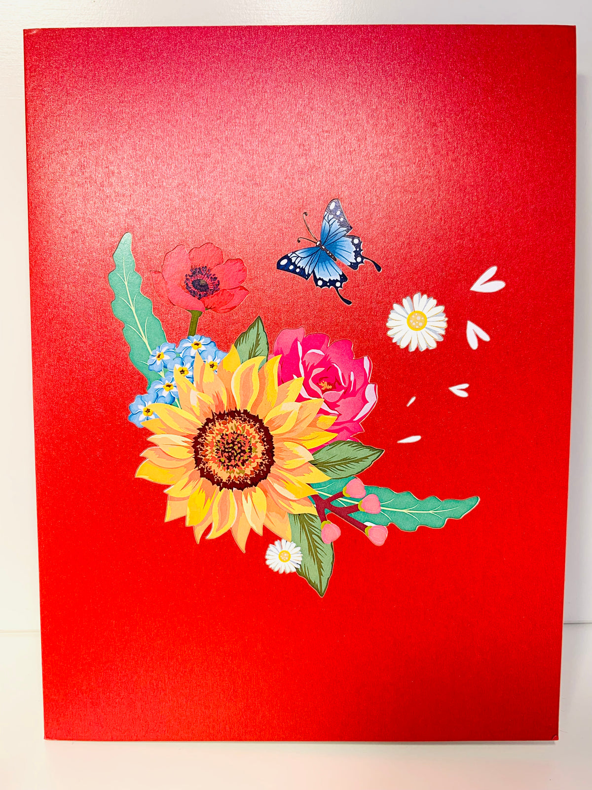 RED Spring Colourful Flower Basket Origami Pop Cards 3D Pop Up Greeting Card Happy Birthday Thank You Handmade Gift Thinking of You Blank Card for Any Occasion Happy Mother's Day Happy Father's Australiana Celebrate the Beauty of Flower and Romantic