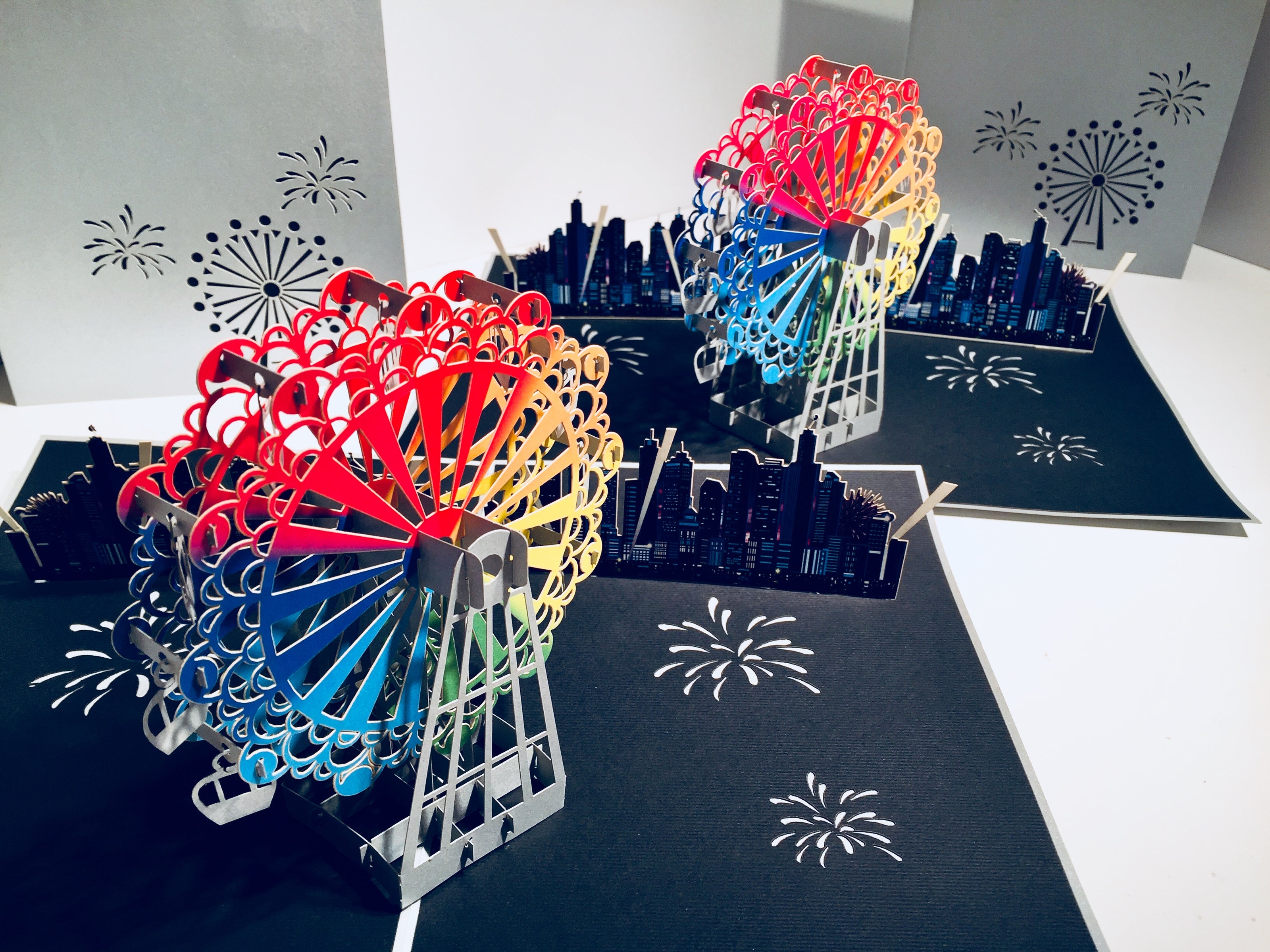 Amazing Rainbow Ferris Wheel & City View Origami Pop Cards 3D Pop Up Greeting Card Happy Birthday Thank You Handmade Gift Thinking of You Blank Card for Any Occasion Happy Mother's Day Happy Father's Celebrate the Beauty of Architecture