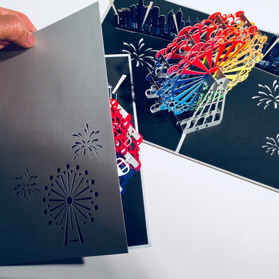 Amazing Rainbow Ferris Wheel & City View Origami Pop Cards 3D Pop Up Greeting Card Happy Birthday Thank You Handmade Gift Thinking of You Blank Card for Any Occasion Happy Mother's Day Happy Father's Celebrate the Beauty of Architecture