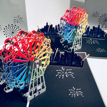 Amazing Rainbow Ferris Wheel & City View Origami Pop Cards 3D Pop Up Greeting Card Happy Birthday Thank You Handmade Gift Thinking of You Blank Card for Any Occasion Happy Mother's Day Happy Father's Celebrate the Beauty of Architecture