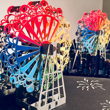 Amazing Rainbow Ferris Wheel & City View Origami Pop Cards 3D Pop Up Greeting Card Happy Birthday Thank You Handmade Gift Thinking of You Blank Card for Any Occasion Happy Mother's Day Happy Father's Celebrate the Beauty of Architecture