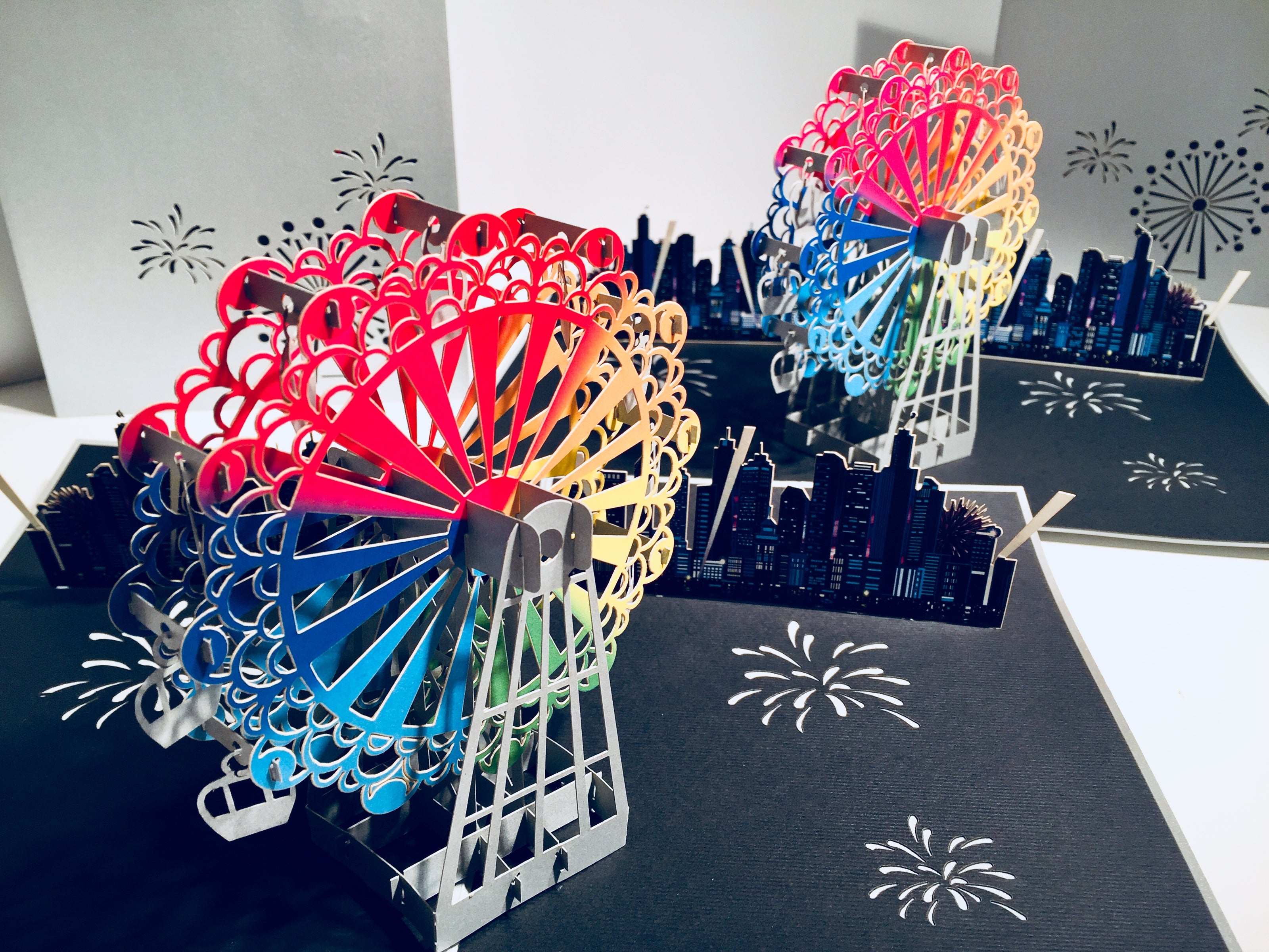 Amazing Rainbow Ferris Wheel & City View Origami Pop Cards 3D Pop Up Greeting Card Happy Birthday Thank You Handmade Gift Thinking of You Blank Card for Any Occasion Happy Mother's Day Happy Father's Celebrate the Beauty of Architecture