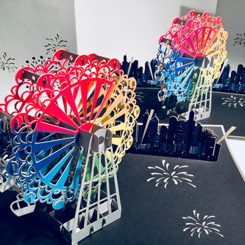 Amazing Rainbow Ferris Wheel & City View Origami Pop Cards 3D Pop Up Greeting Card Happy Birthday Thank You Handmade Gift Thinking of You Blank Card for Any Occasion Happy Mother's Day Happy Father's Celebrate the Beauty of Architecture