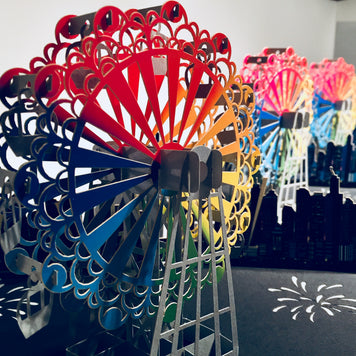 Amazing Rainbow Ferris Wheel & City View Origami Pop Cards 3D Pop Up Greeting Card Happy Birthday Thank You Handmade Gift Thinking of You Blank Card for Any Occasion Happy Mother's Day Happy Father's Celebrate the Beauty of Architecture