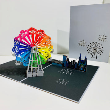 Amazing Rainbow Ferris Wheel with Sydney Habour View Origami Pop Cards 3D Pop Up Greeting Card Happy Birthday Thank You Handmade Gift Thinking of You Blank Card for Any Occasion Happy Mother's Day Happy Father's Celebrate the Beauty of Architecture
