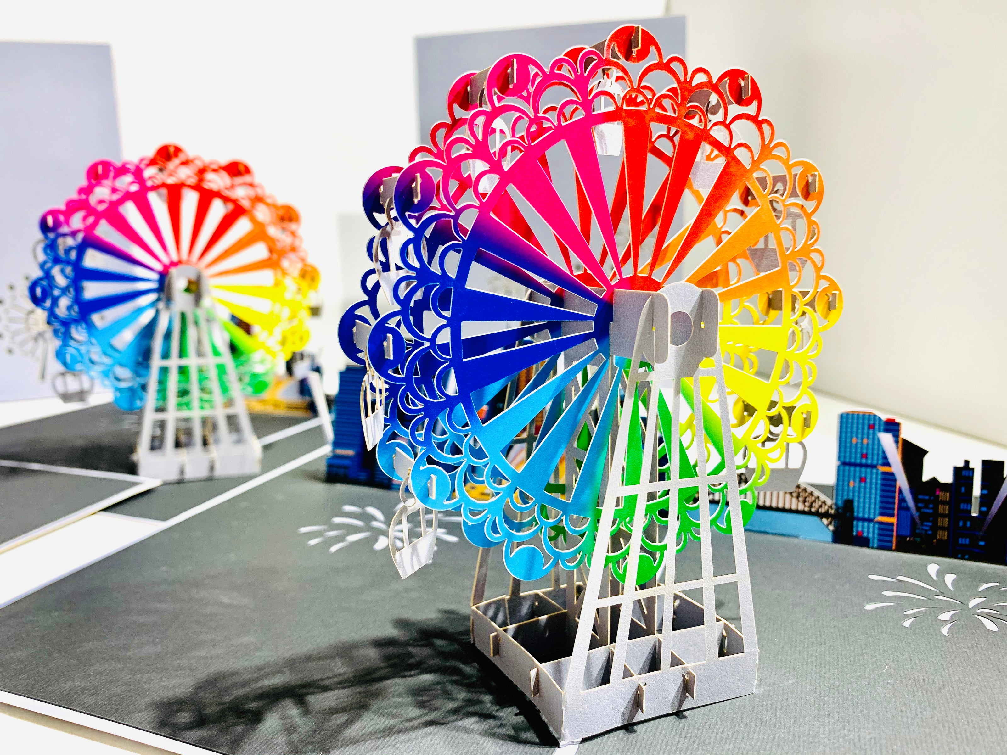 Amazing Rainbow Ferris Wheel with Sydney Habour View Origami Pop Cards 3D Pop Up Greeting Card Happy Birthday Thank You Handmade Gift Thinking of You Blank Card for Any Occasion Happy Mother's Day Happy Father's Celebrate the Beauty of Architecture