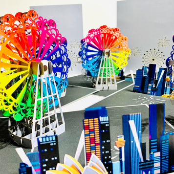 Amazing Rainbow Ferris Wheel with Sydney Habour View Origami Pop Cards 3D Pop Up Greeting Card Happy Birthday Thank You Handmade Gift Thinking of You Blank Card for Any Occasion Happy Mother's Day Happy Father's Celebrate the Beauty of Architecture