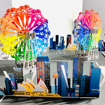 Amazing Rainbow Ferris Wheel with Sydney Habour View Origami Pop Cards 3D Pop Up Greeting Card Happy Birthday Thank You Handmade Gift Thinking of You Blank Card for Any Occasion Happy Mother's Day Happy Father's Celebrate the Beauty of Architecture