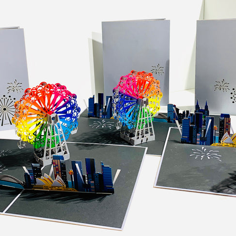 Amazing Rainbow Ferris Wheel with Sydney Habour View Origami Pop Cards 3D Pop Up Greeting Card Happy Birthday Thank You Handmade Gift Thinking of You Blank Card for Any Occasion Happy Mother's Day Happy Father's Celebrate the Beauty of Architecture