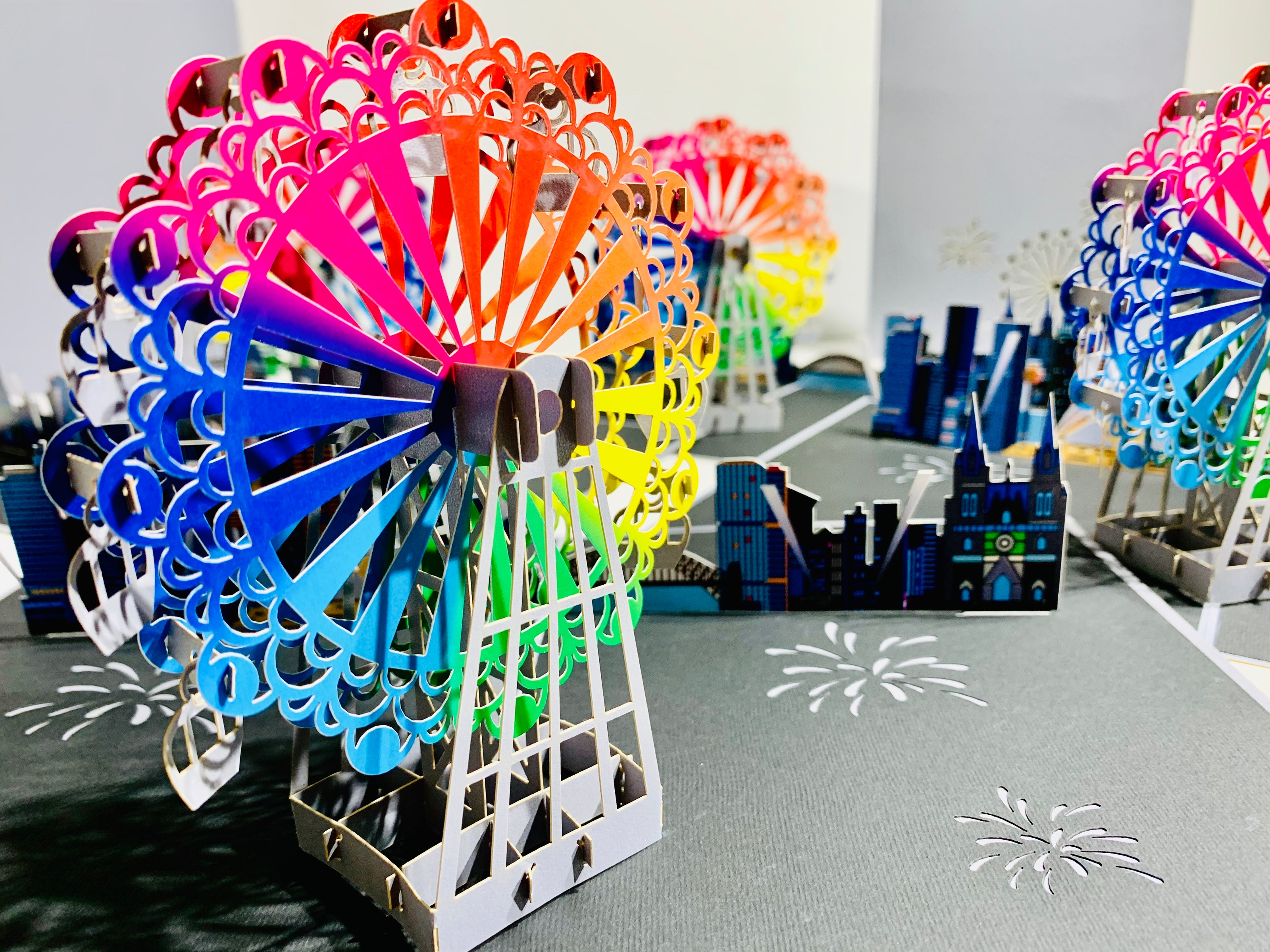 Amazing Rainbow Ferris Wheel with Sydney Habour View Origami Pop Cards 3D Pop Up Greeting Card Happy Birthday Thank You Handmade Gift Thinking of You Blank Card for Any Occasion Happy Mother's Day Happy Father's Celebrate the Beauty of Architecture