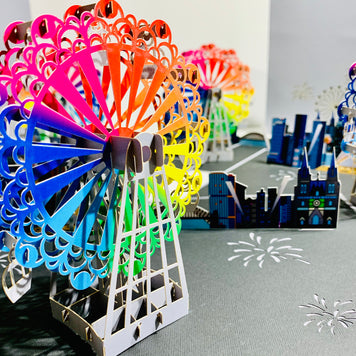 Amazing Rainbow Ferris Wheel with Sydney Habour View Origami Pop Cards 3D Pop Up Greeting Card Happy Birthday Thank You Handmade Gift Thinking of You Blank Card for Any Occasion Happy Mother's Day Happy Father's Celebrate the Beauty of Architecture