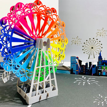 Amazing Rainbow Ferris Wheel with Sydney Habour View Origami Pop Cards 3D Pop Up Greeting Card Happy Birthday Thank You Handmade Gift Thinking of You Blank Card for Any Occasion Happy Mother's Day Happy Father's Celebrate the Beauty of Architecture