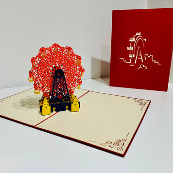 Metallic Ferris Wheel in Red Origami Pop Cards 3D Pop Up Greeting Card Happy Birthday Thank You Handmade Gift Thinking of You Blank Card for Any Occasion Happy Mother's Day Happy Father's Celebrate the Beauty of Architecture (Copy)