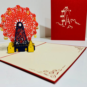 Metallic Ferris Wheel in Red Origami Pop Cards 3D Pop Up Greeting Card Happy Birthday Thank You Handmade Gift Thinking of You Blank Card for Any Occasion Happy Mother's Day Happy Father's Celebrate the Beauty of Architecture (Copy)